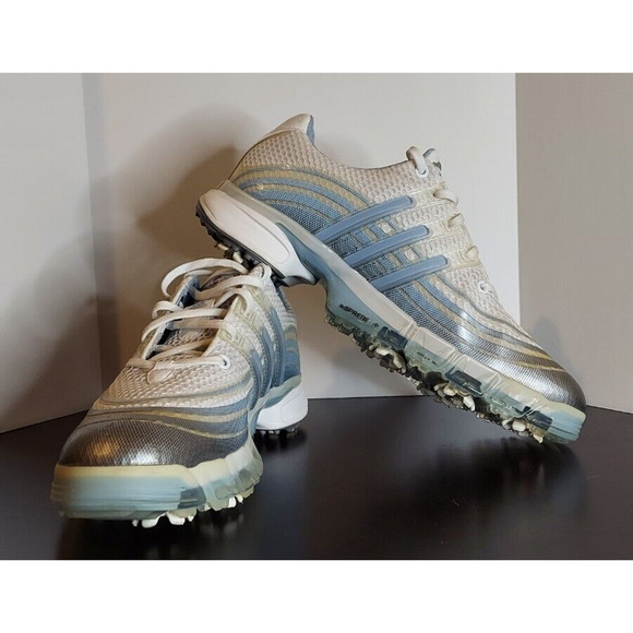 Adidas Powerband Blue White Golf Shoes 738116 Womens Size 9 Traxion Adiprene - Picture 5 of 8